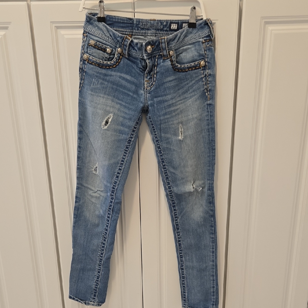 Miss Me Light Blue Distressed Skinny Jeans